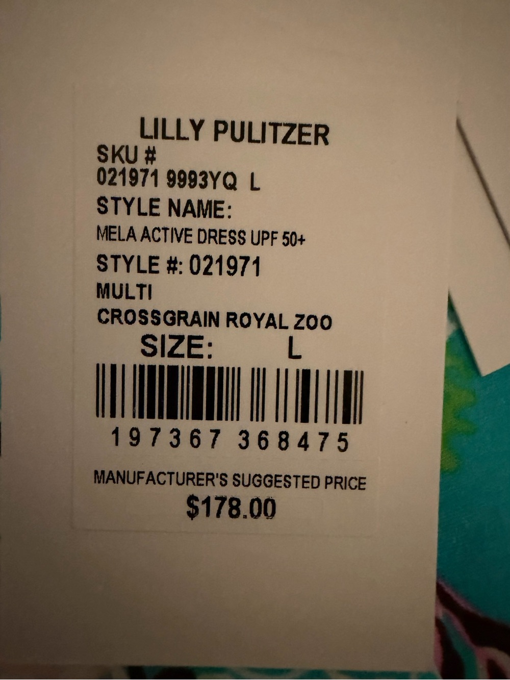NWT LILLY PULITZER MELA ACTIVE DRESS SIZE L UPF 50+ MULTI CROSSGRAIN ROYAL ZOO - Picture 10 of 15